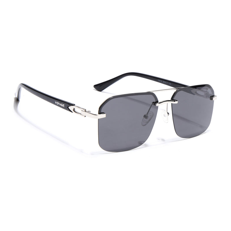 Odyssey | Black & Silver Polarized Wayfarer Sunglasses - PMG4144