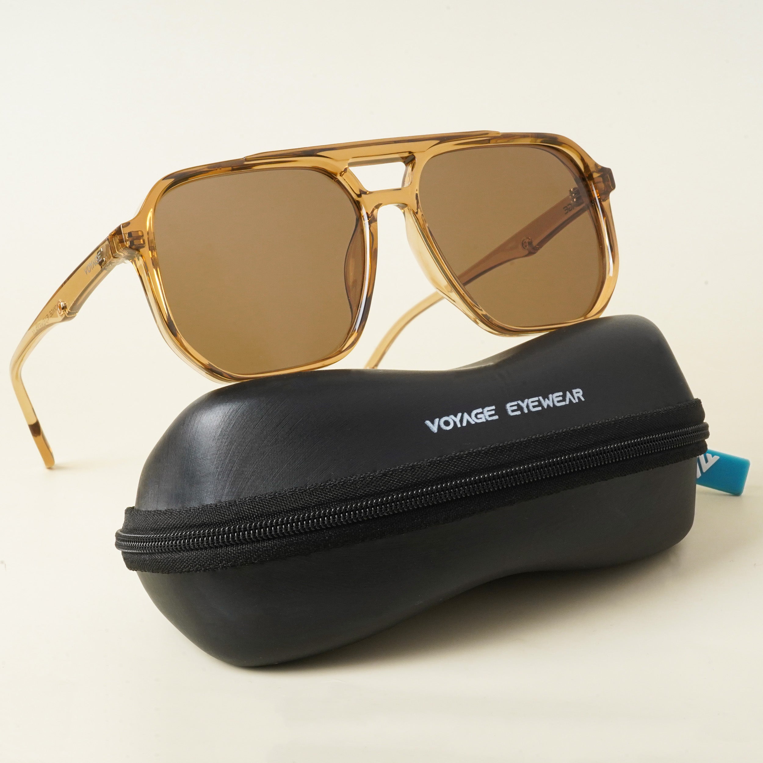 Voyage Wayfarer Polarized Sunglasses for Men & Women (Brown Lens | Transparent Brown Frame - PMG5001)