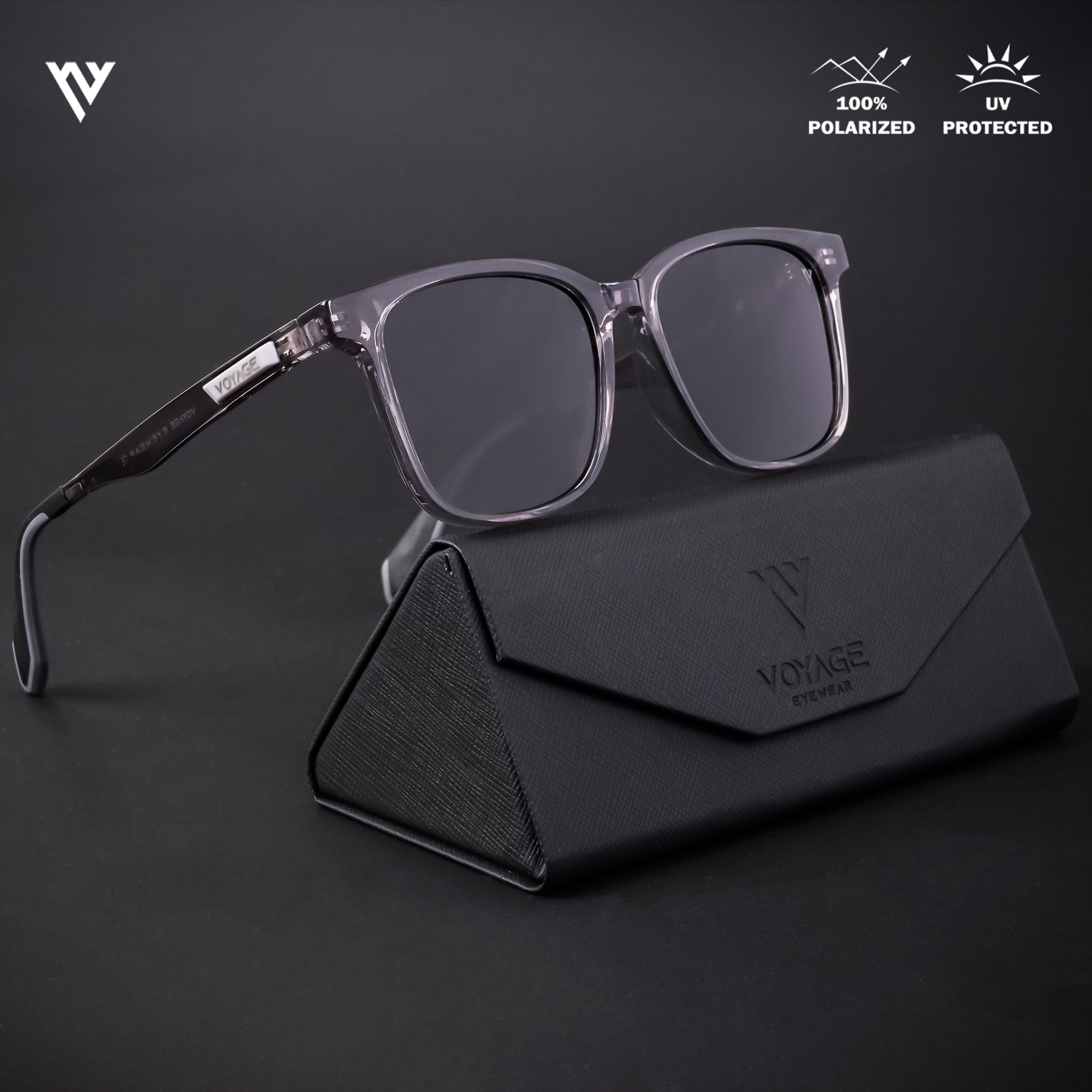 Voyage Active Grey Polarized Wayfarer Sunglasses for Men & Women - PMG4460
