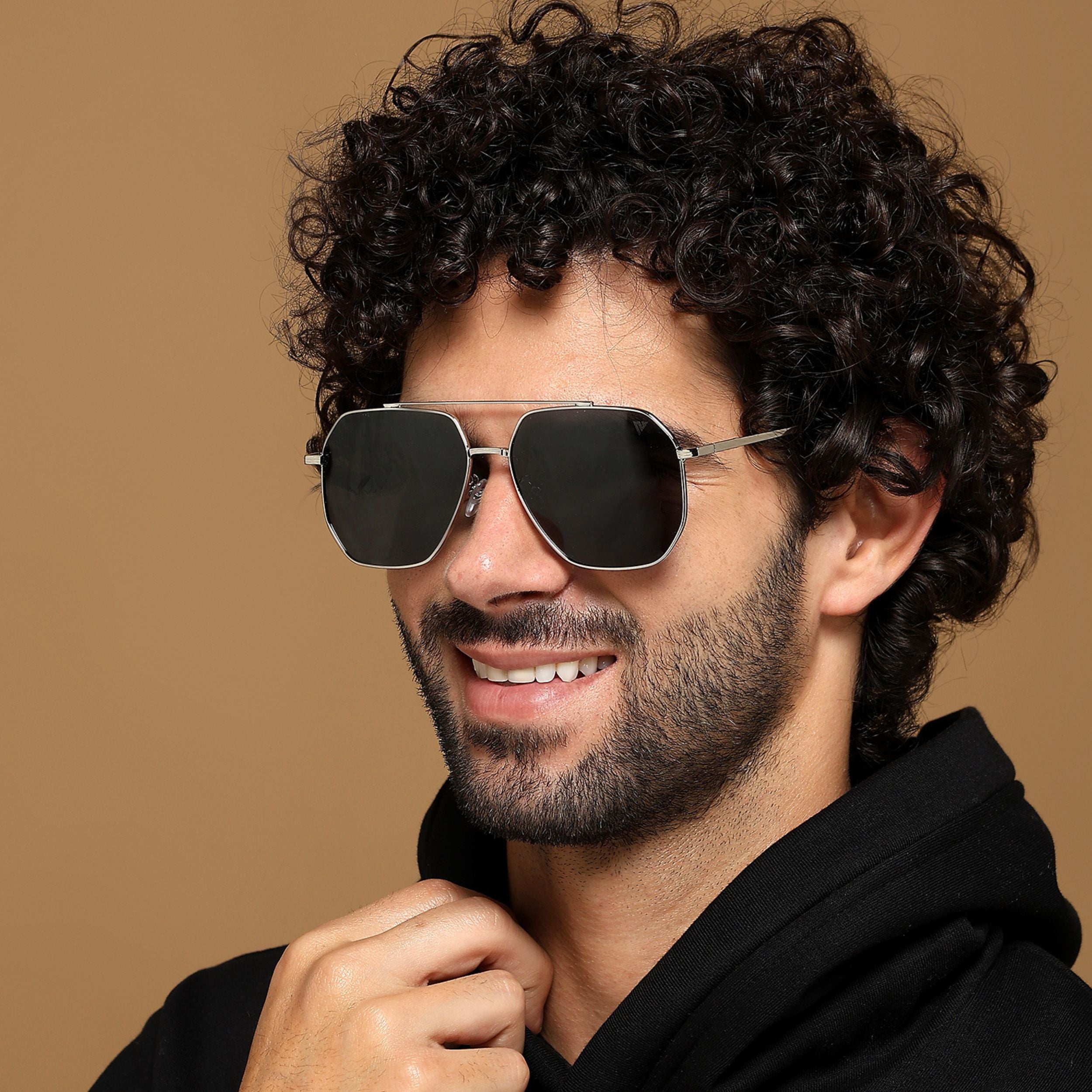 Wayfarer Sunglasses (Black Lens | Silver Frame - PMG6097)