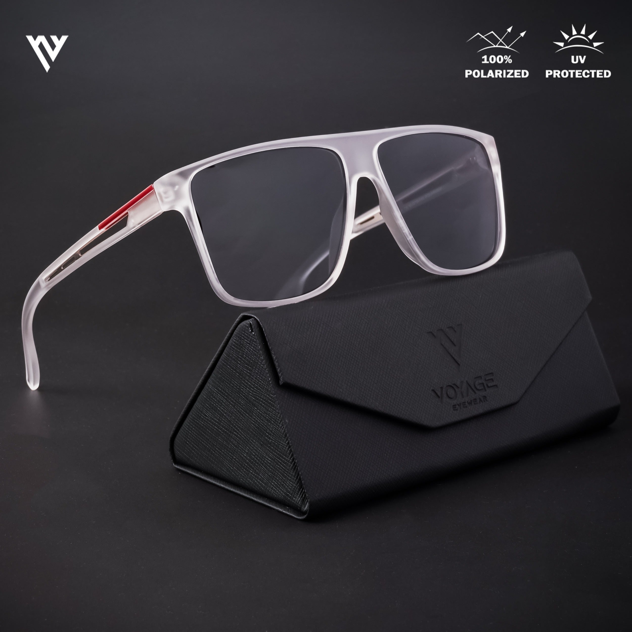 Voyage Exclusive Transparent Polarized Wayfarer Sunglasses for Men & Women - PMG4309