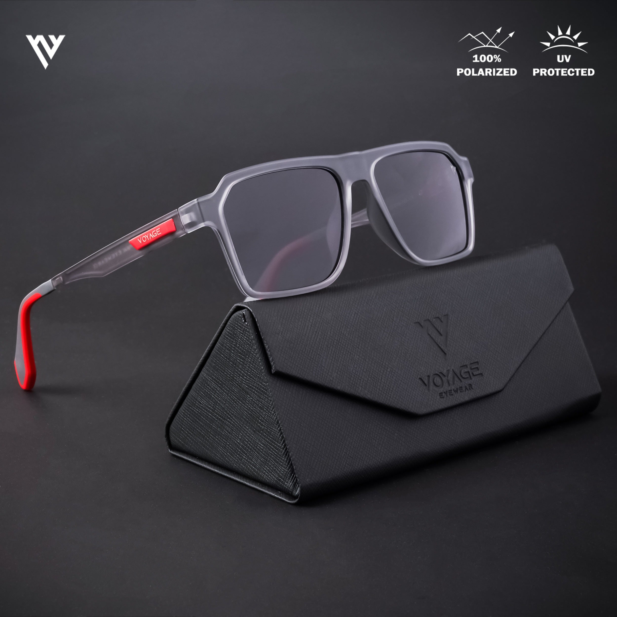 Active Grey Polarized Wayfarer Sunglasses - PMG4454