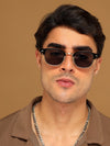 Skyline | Golden Half Rim Clubmaster Sunglasses | Grey Lens - MG7101