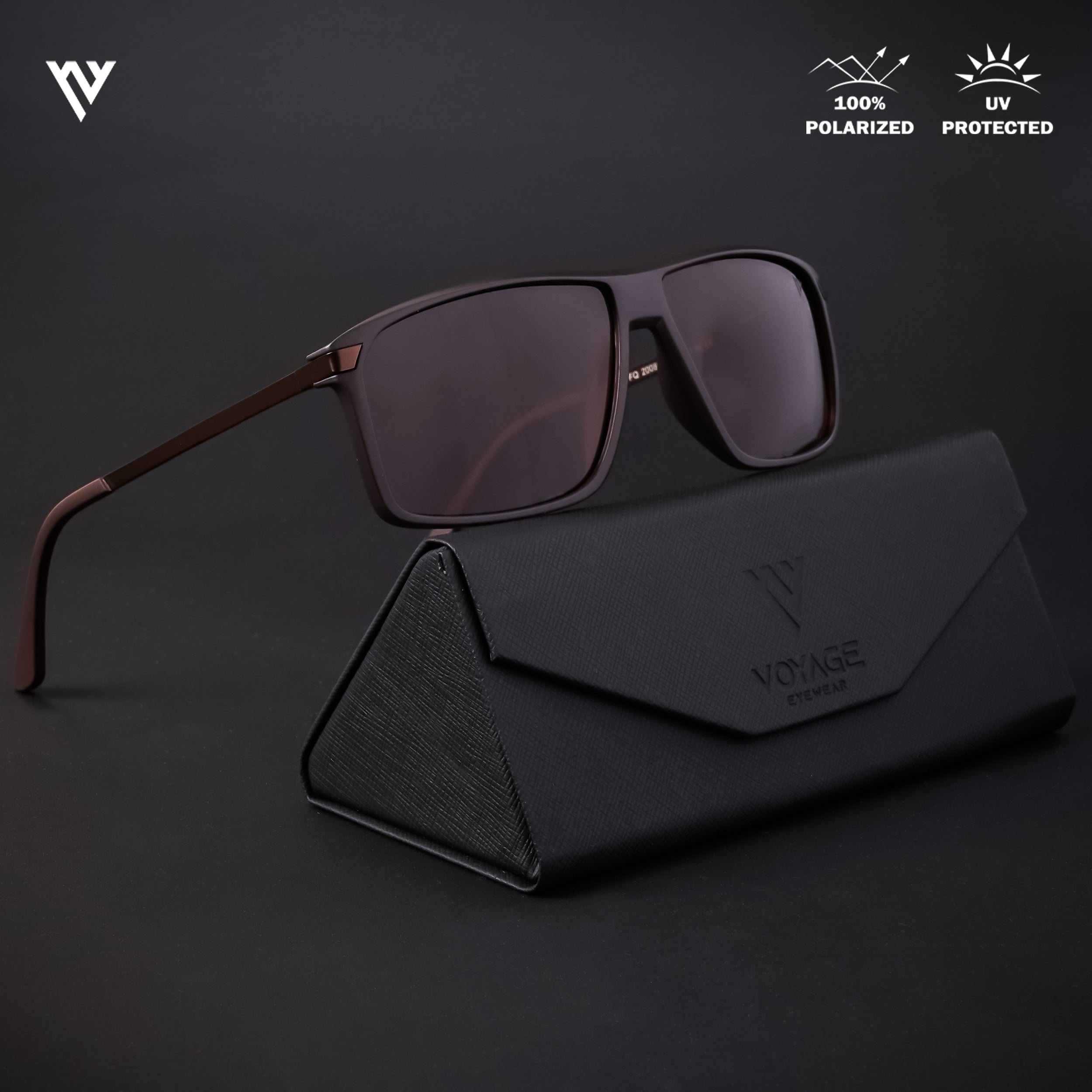 Voyage Exclusive Brown Polarized Wayfarer Sunglasses for Men & Women - PMG4446