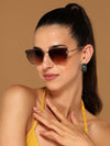 Cateye Sunglasses for Women (Black & Brown Lens | Brown Frame - MG7111)