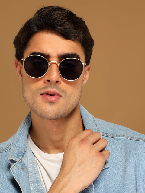 Sonic | Round Black Golden Sunglasses MG3050