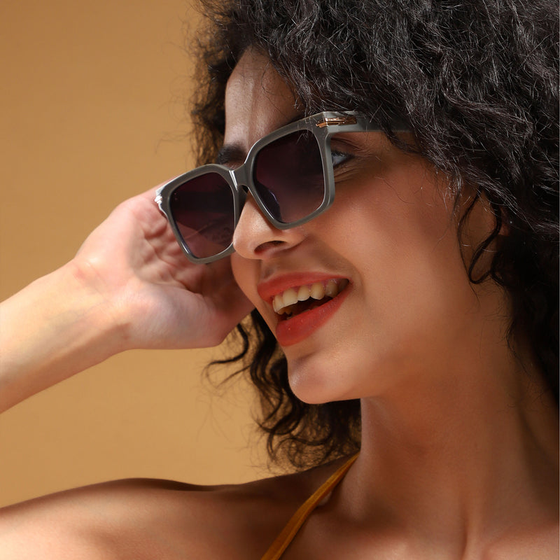Purple & Clear Wayfarer Sunglasses (W9017MG4254)