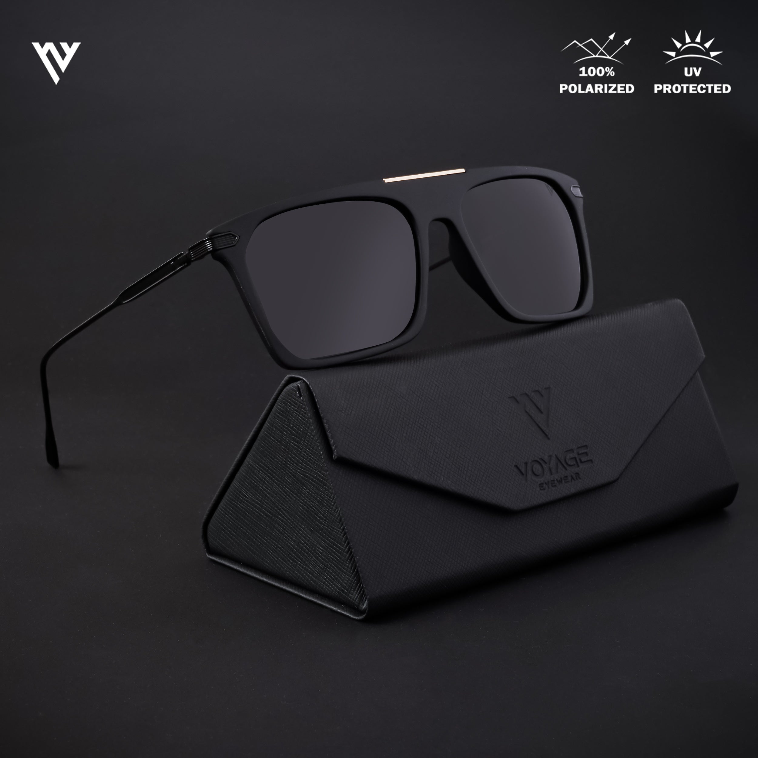 Voyage Exclusive Matt Black Polarized Wayfarer Sunglasses for Men & Women - PMG4448