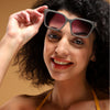 Purple & Clear Wayfarer Sunglasses (W9017MG4254)