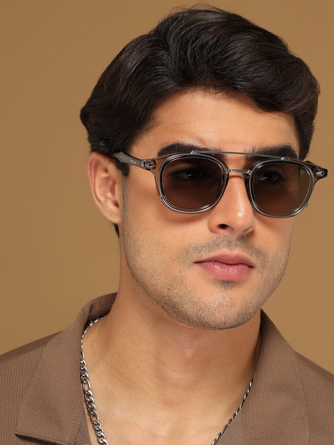 Milano | Transparent Grey Wayfarer Sunglasses | Grey Lens - MG7108