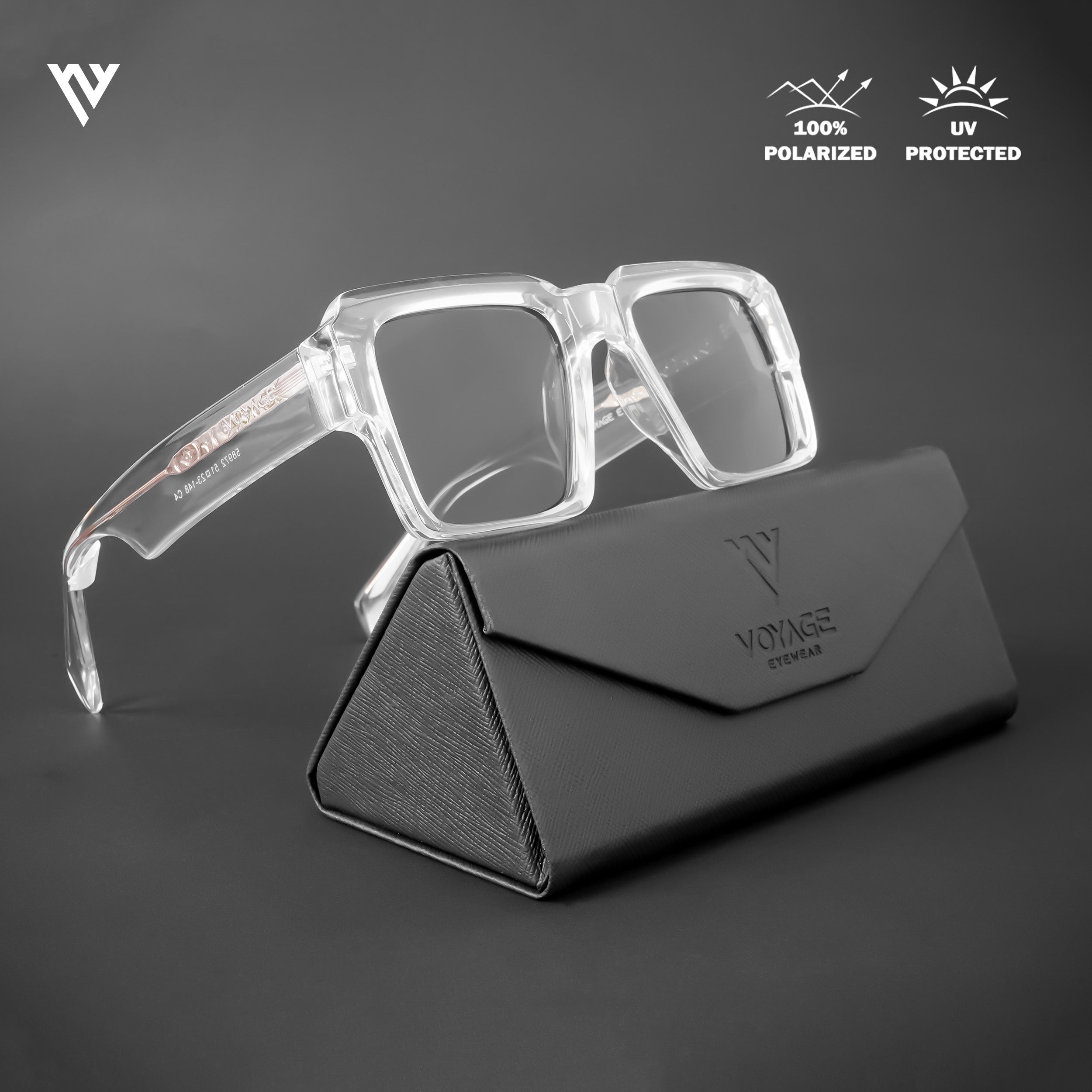 Voyage Exclusive Transparent Polarized Wayfarer Sunglasses for Men & Women - PMG4752