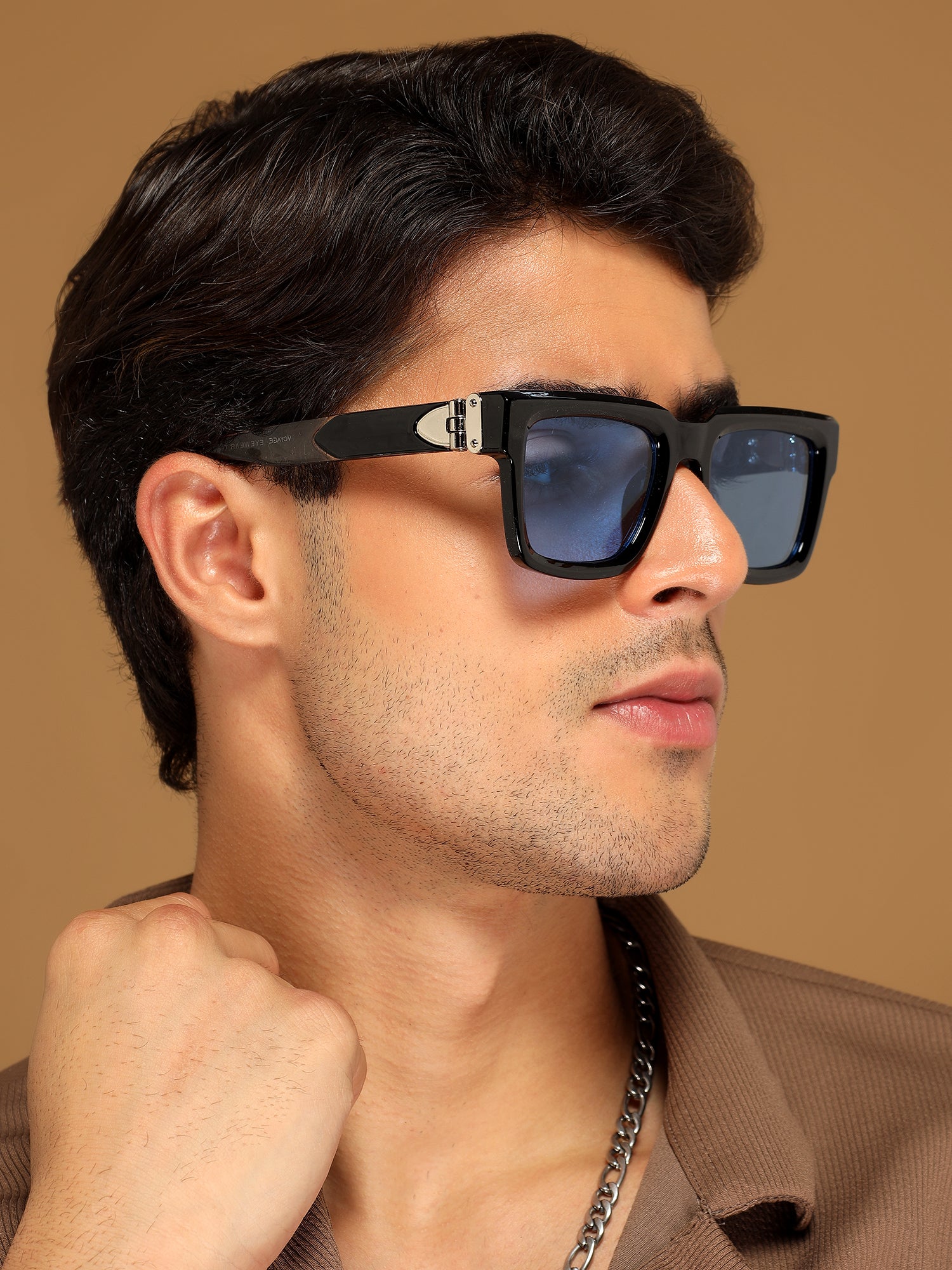 Drakk | Black Square Sunglasses | Blue Lens - MG7121