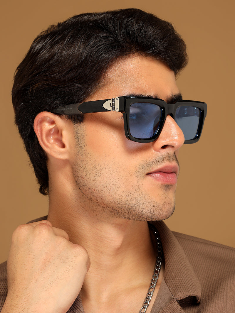Drakk | Black Square Sunglasses | Blue Lens - MG7121