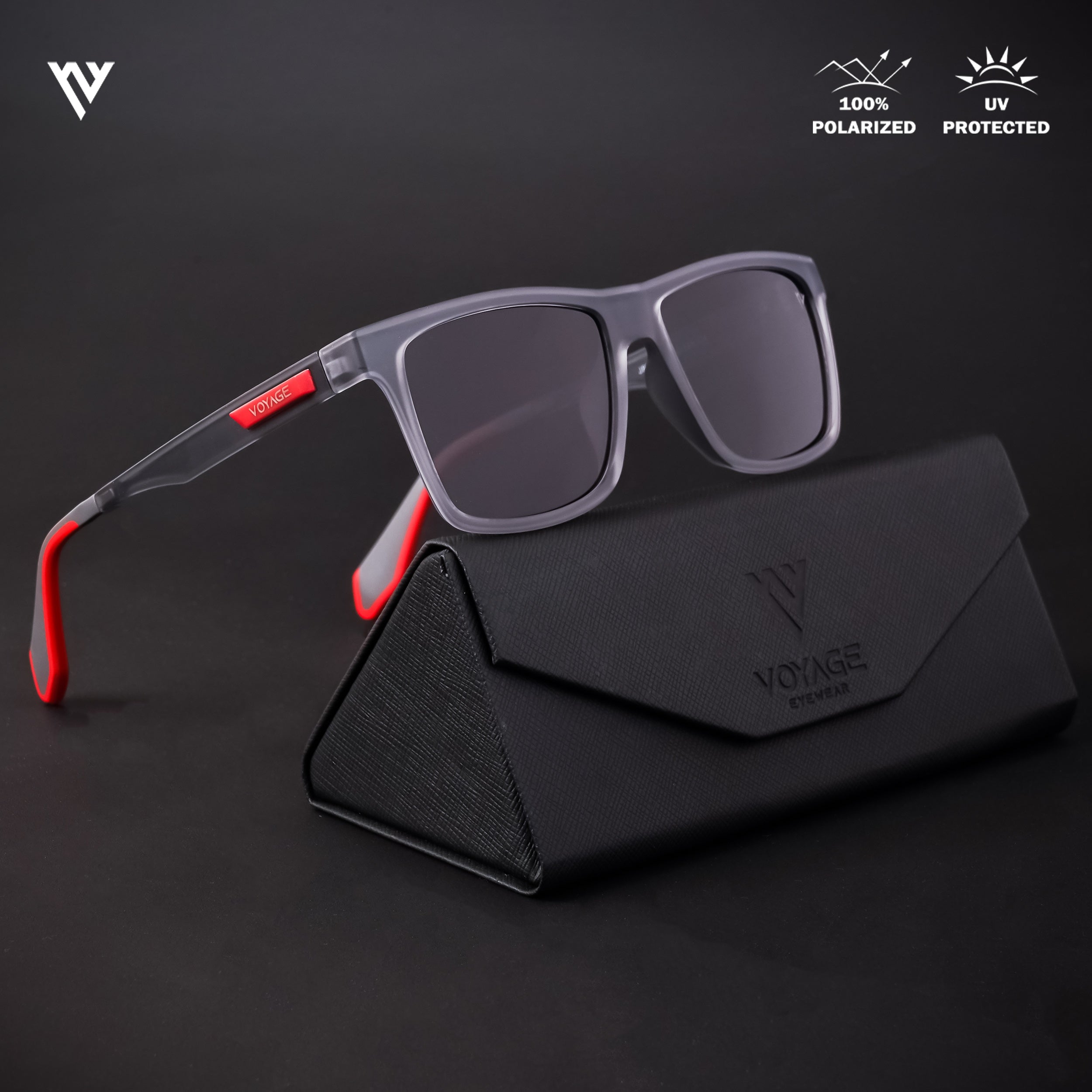 Voyage Active Grey Polarized Wayfarer Sunglasses for Men & Women - PMG4475
