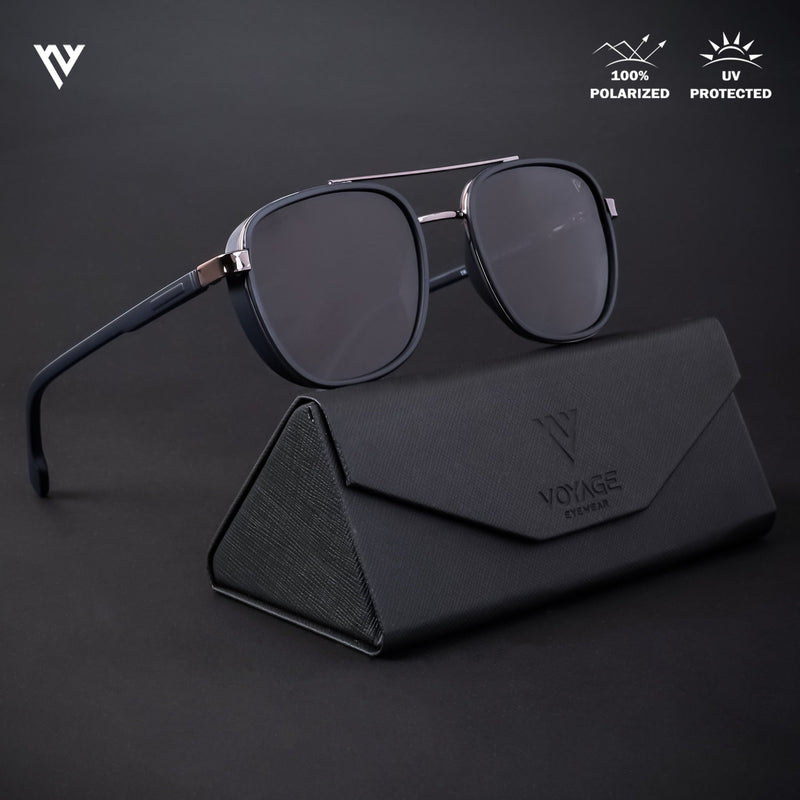 Photon | Grey & Navy Blue Polarized Wayfarer Sunglasses - PMG4441