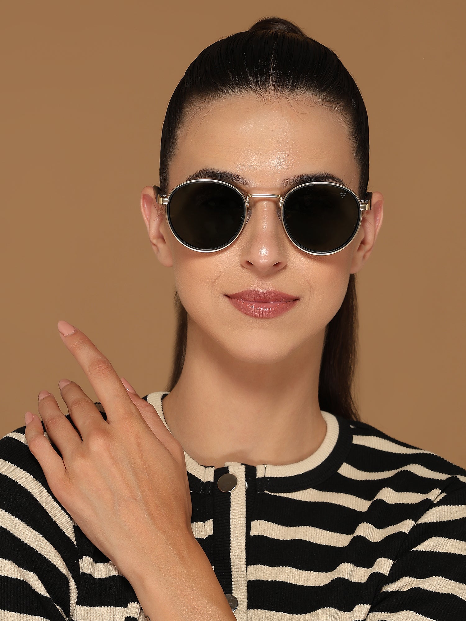 Pilot | Golden Round Polarized Sunglasses | Olive Lens - PMG6675