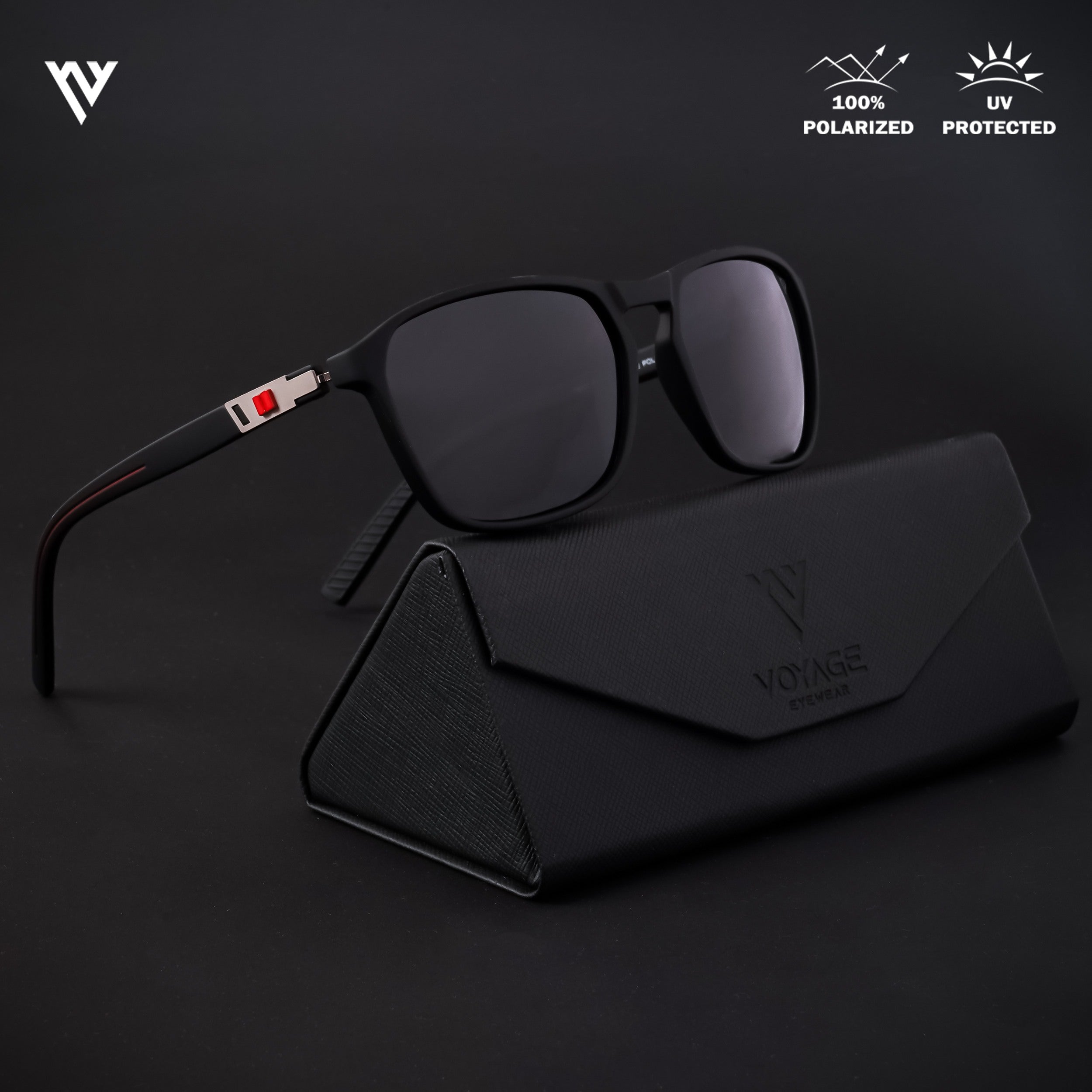 Voyage Exclusive Matt Black Polarized Wayfarer Sunglasses for Men & Women - PMG4304