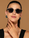 Skyline | Golden Half Rim Clubmaster Sunglasses | Grey Lens - MG7101