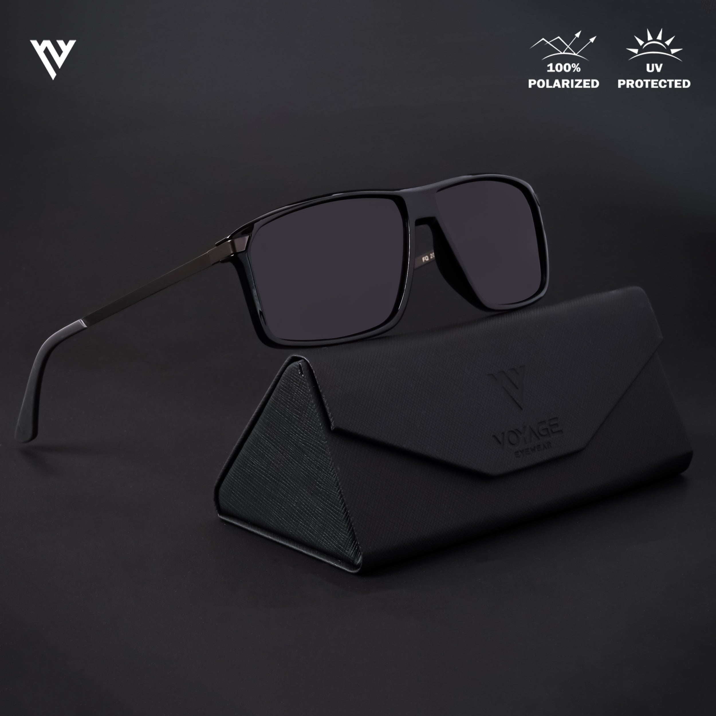 Shine Black Polarized Wayfarer Sunglasses - PMG4445