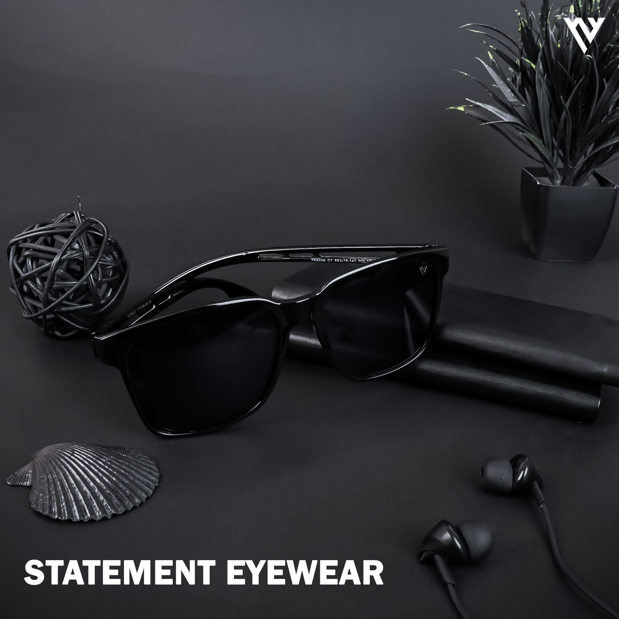 Voyage Exclusive Shine Black Polarized Wayfarer Sunglasses for Men & Women - PMG4487