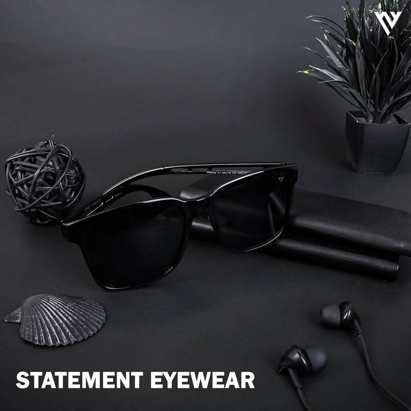 Shine Black Polarized Wayfarer Sunglasses - PMG4487