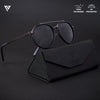 Grey & Navy Blue Polarized Round Sunglasses - PMG4312