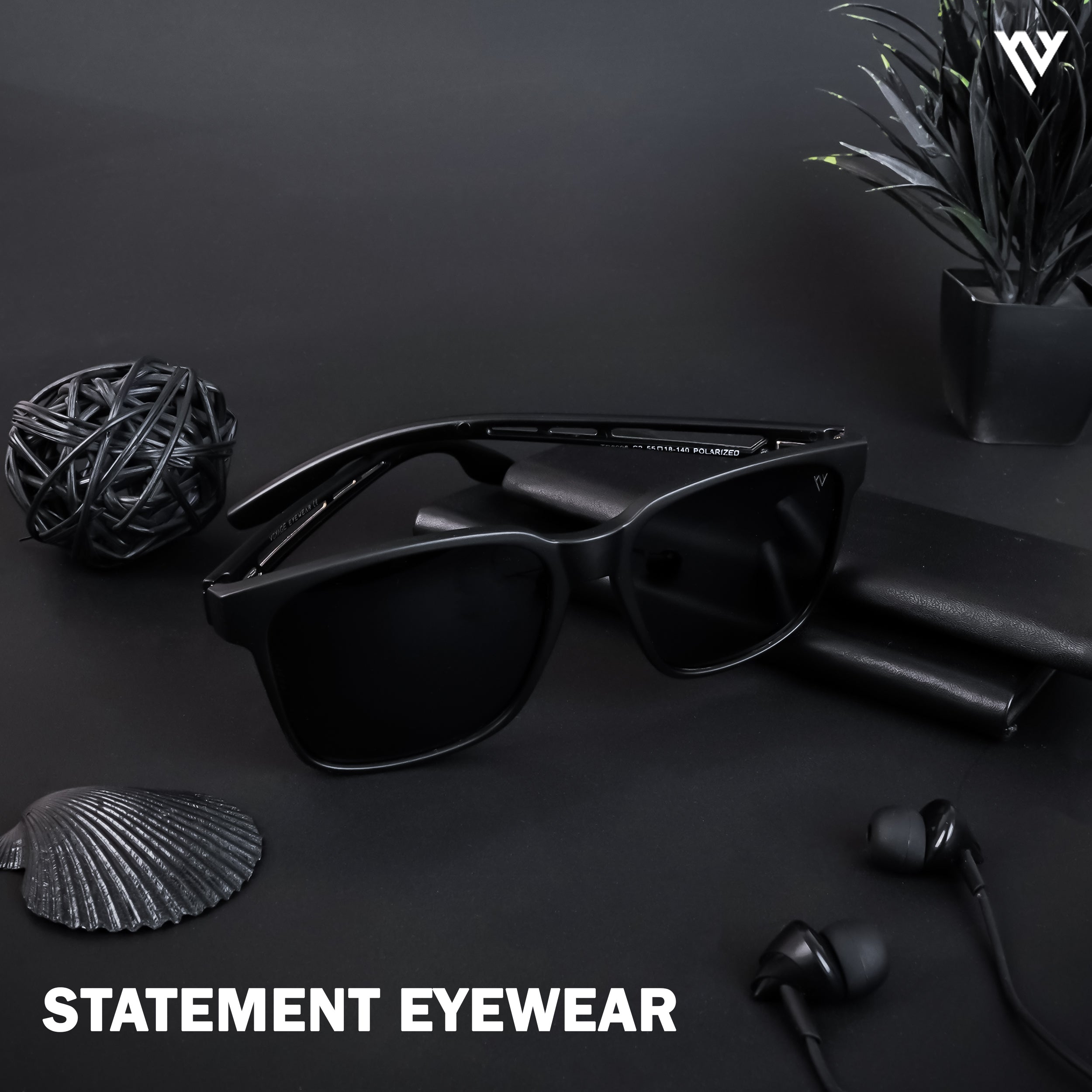 Voyage Exclusive Matt Black Polarized Wayfarer Sunglasses for Men & Women - PMG4489