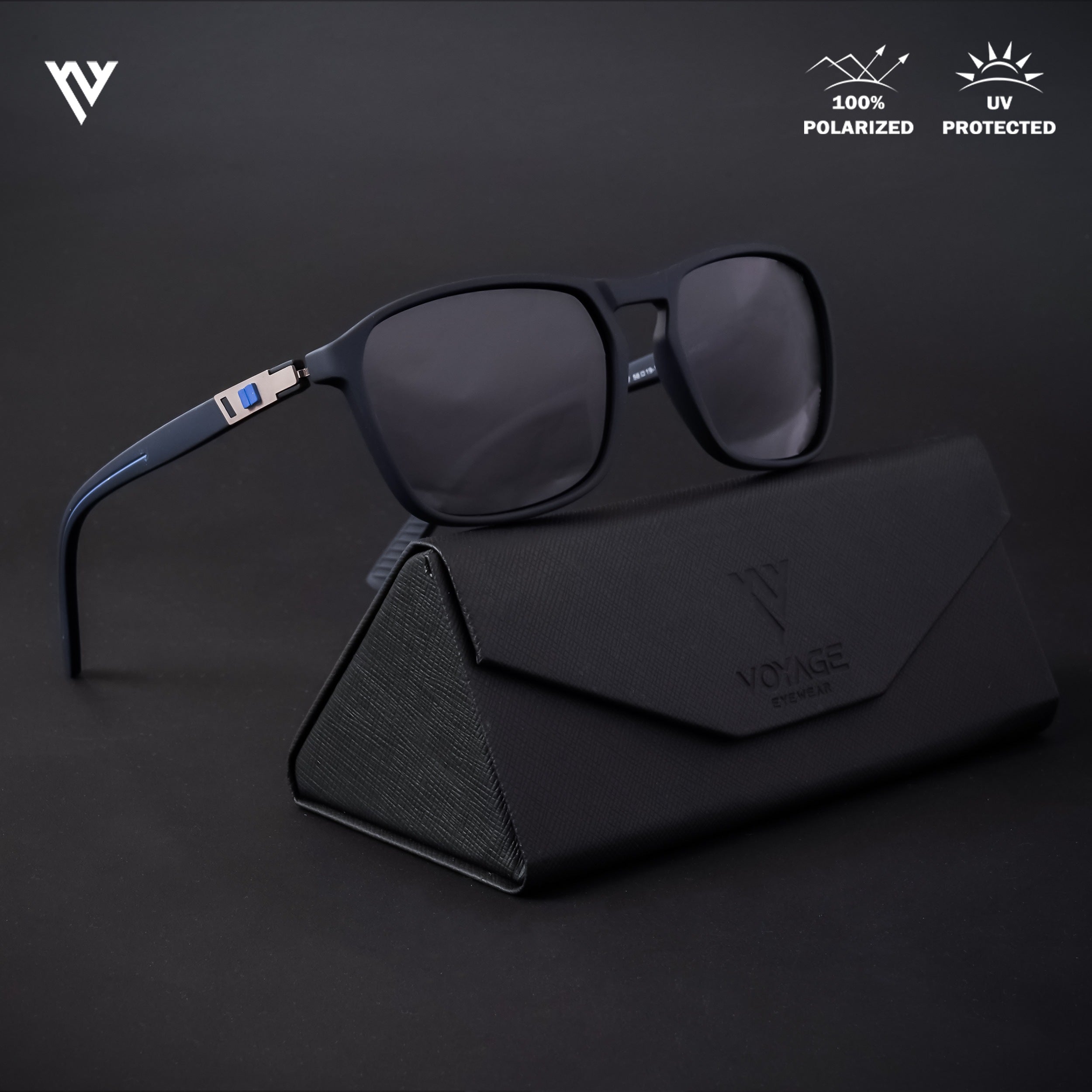 Voyage Exclusive Navy Blue Polarized Wayfarer Sunglasses for Men & Women - PMG4305