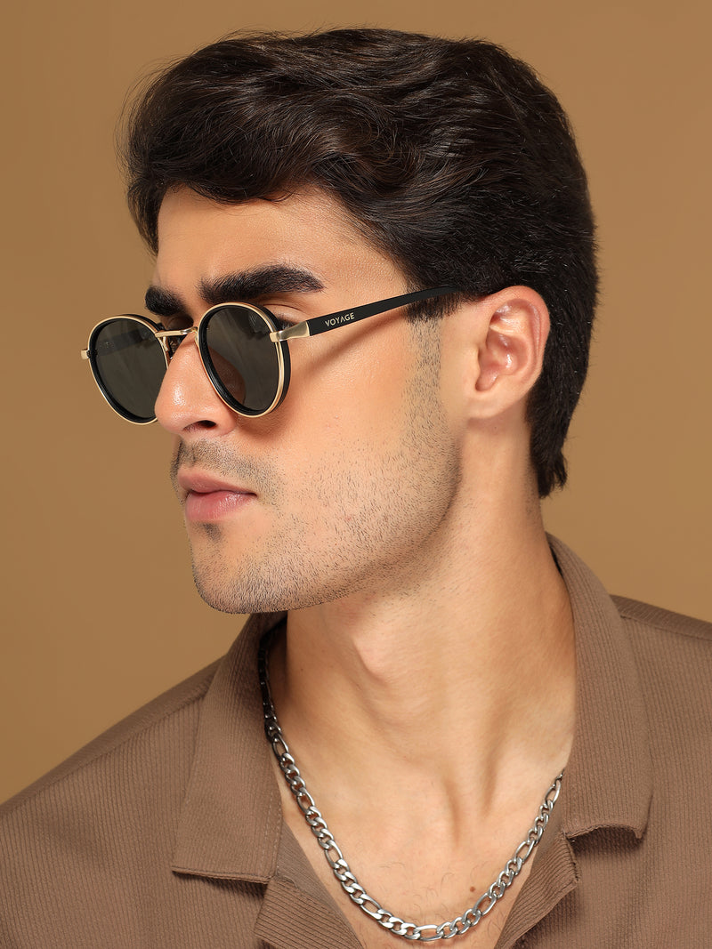 Pilot | Golden Round Polarized Sunglasses | Olive Lens - PMG6675