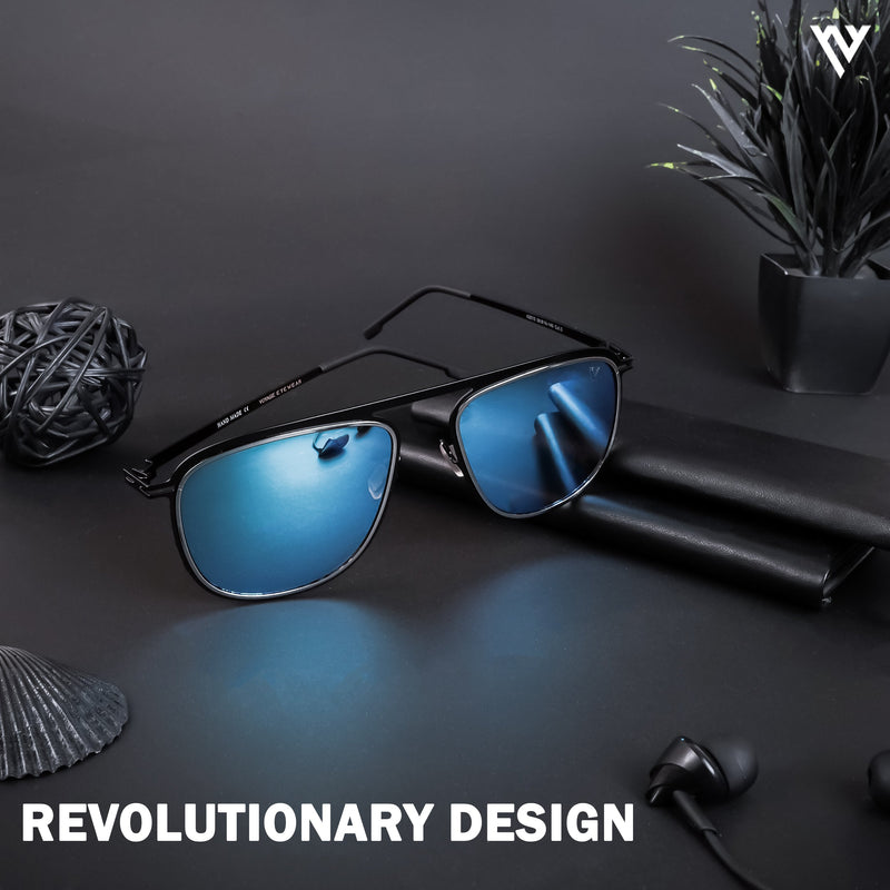 Black & Silver Polarized Wayfarer Sunglasses - PMG4287