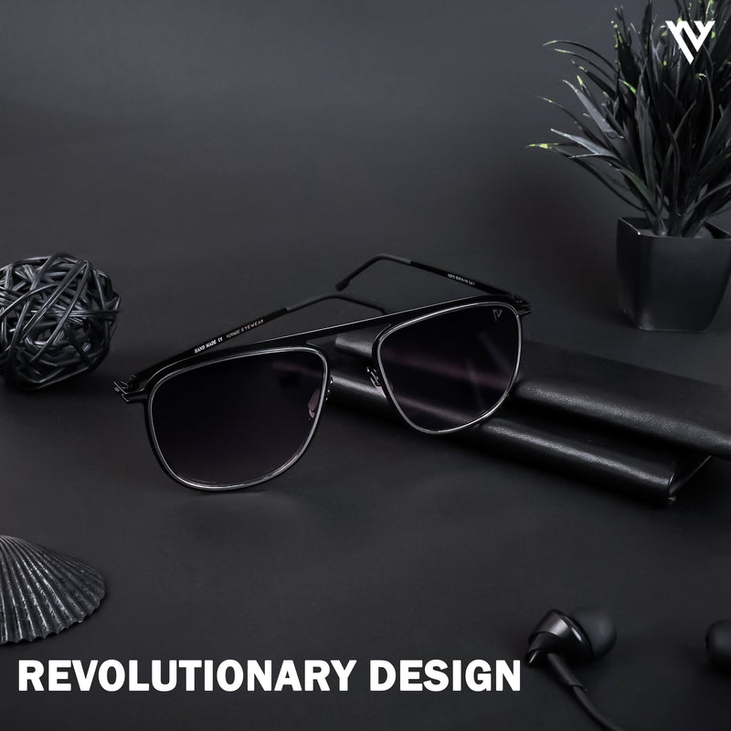 Black & Silver Polarized Wayfarer Sunglasses - PMG4288