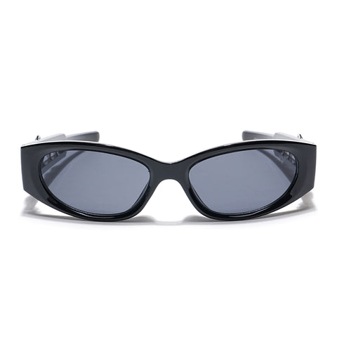Oval Sunglasses (Black Lens | Shine Black Frame - MG5548)