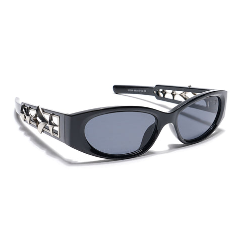 Oval Sunglasses (Black Lens | Shine Black Frame - MG5548)