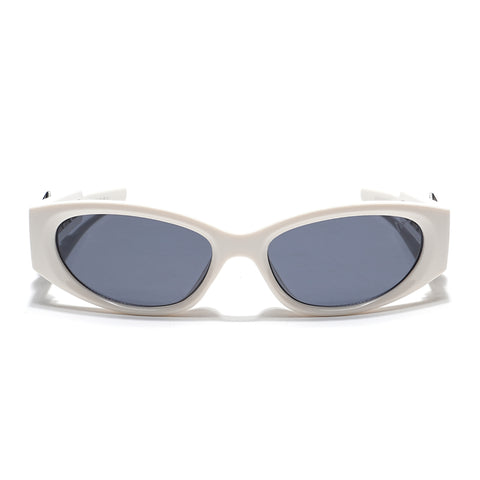 Oval Sunglasses (Black Lens | White Frame - MG5549)