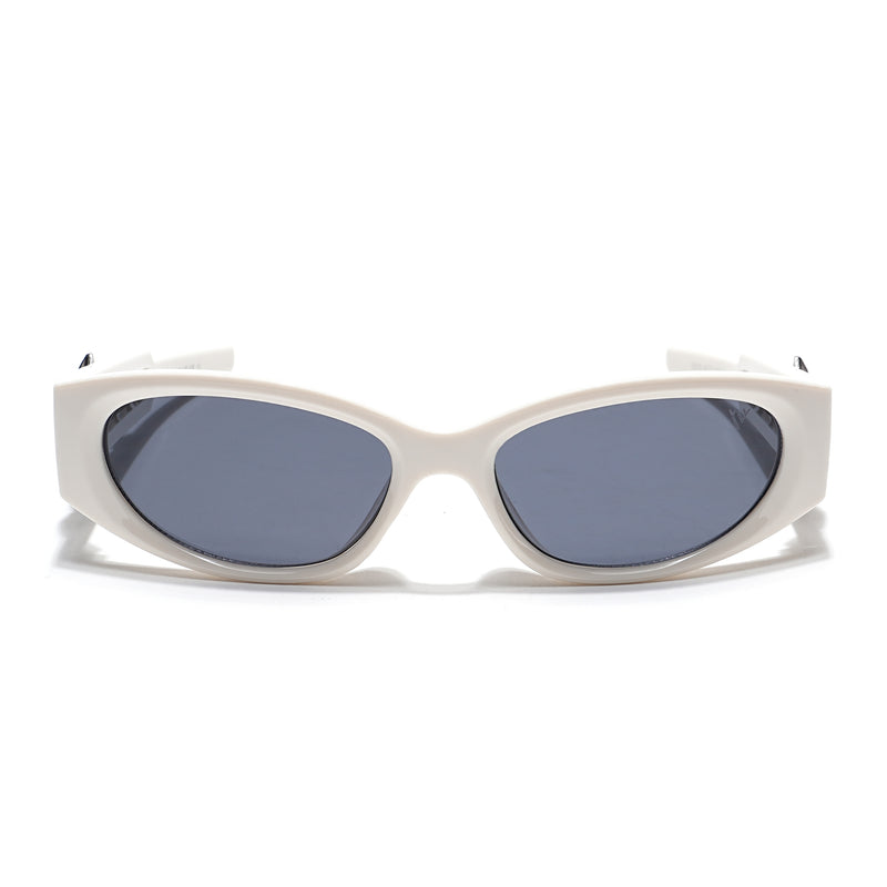 Oval Sunglasses (Black Lens | White Frame - MG5549)
