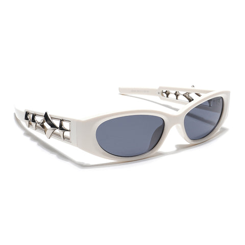 Oval Sunglasses (Black Lens | White Frame - MG5549)