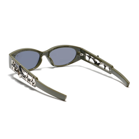 Oval Sunglasses (Black Lens | Olive Frame - MG5550)