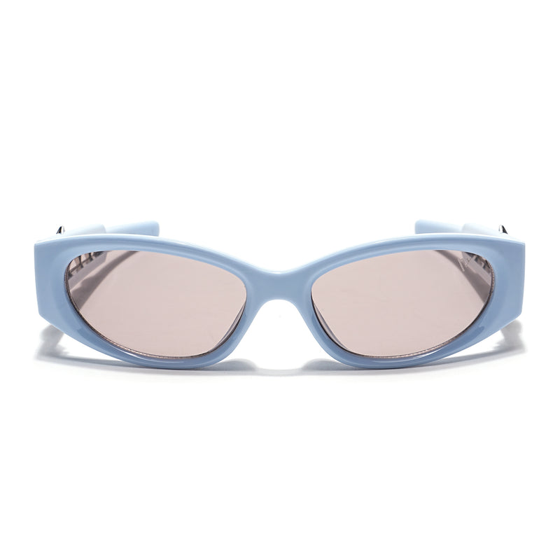 Oval Sunglasses (Grey Lens | Light Blue Frame - MG5552)