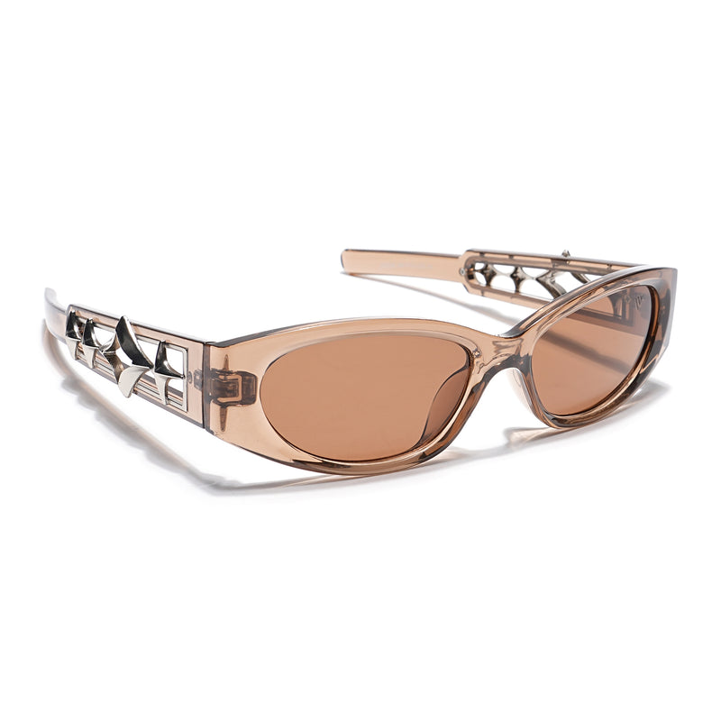 Oval Sunglasses (Brown Lens | Light Brown Frame - MG5553)