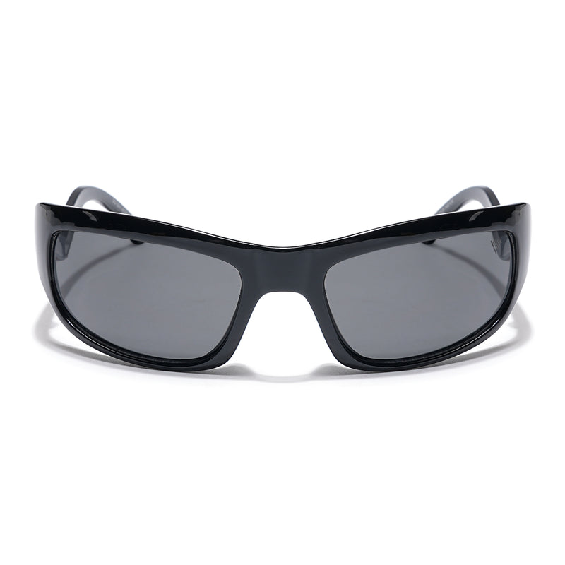 Wrap Around Polarized Sunglasses (Black Lens | Shine Black Frame - PMG5589)
