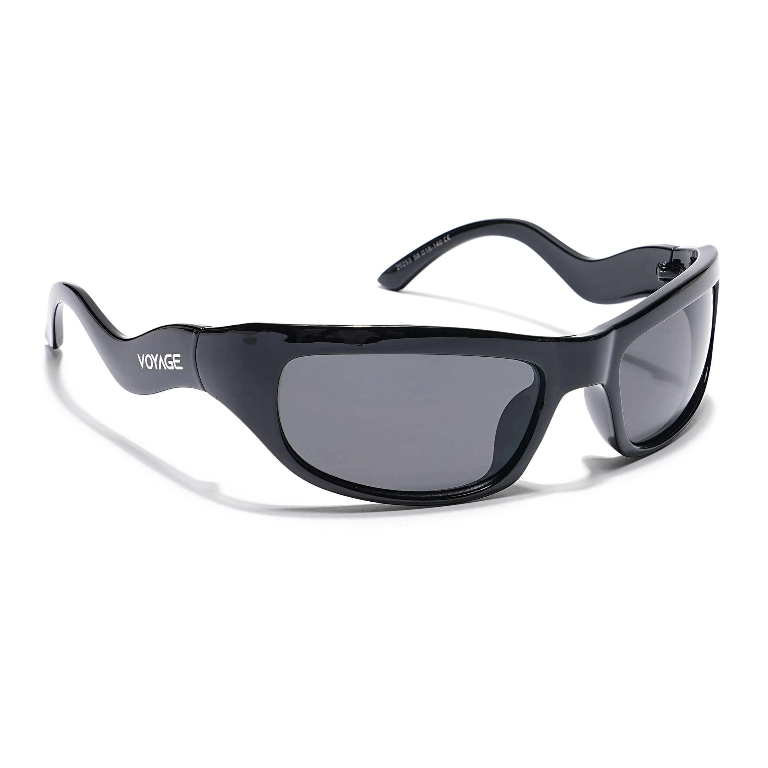 Wrap Around Polarized Sunglasses (Black Lens | Shine Black Frame - PMG5589)
