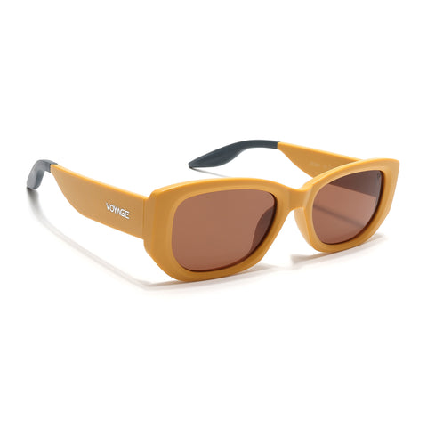 Cosmos |  MatteYellow Rectangle Sunglasses | Brown Lens - MG6573