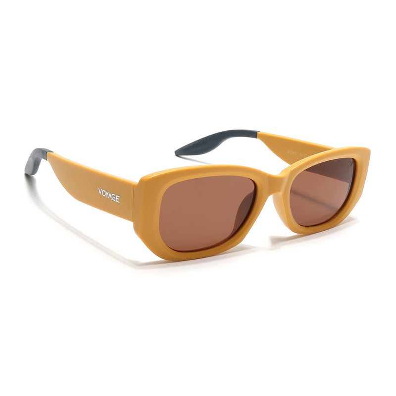 Cosmos |  MatteYellow Rectangle Sunglasses | Brown Lens - MG6573