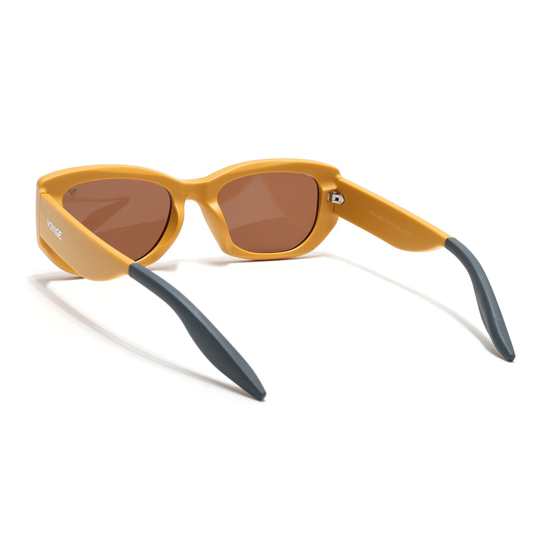 Cosmos |  MatteYellow Rectangle Sunglasses | Brown Lens - MG6573