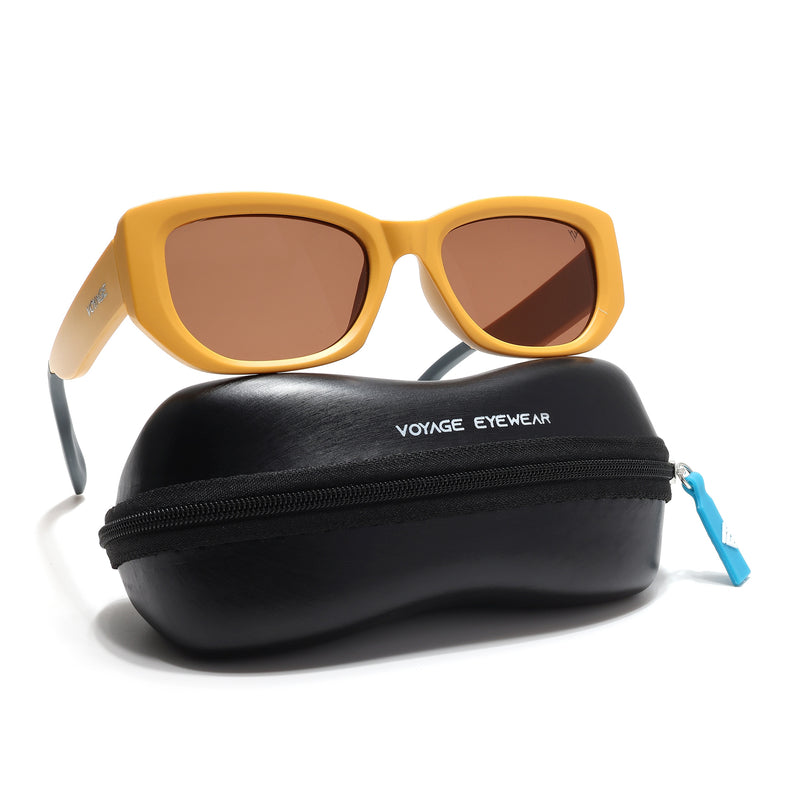 Cosmos |  MatteYellow Rectangle Sunglasses | Brown Lens - MG6573