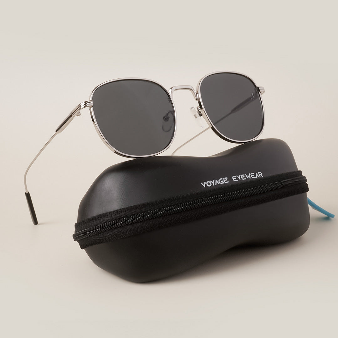 Voyage Round Black Silver Sunglasses - MG2977