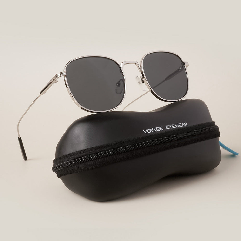 Voyage Round Black Silver Sunglasses MG2977