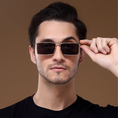 Golden Digger | Black Gold Rectangular Sunglasses - MG3572