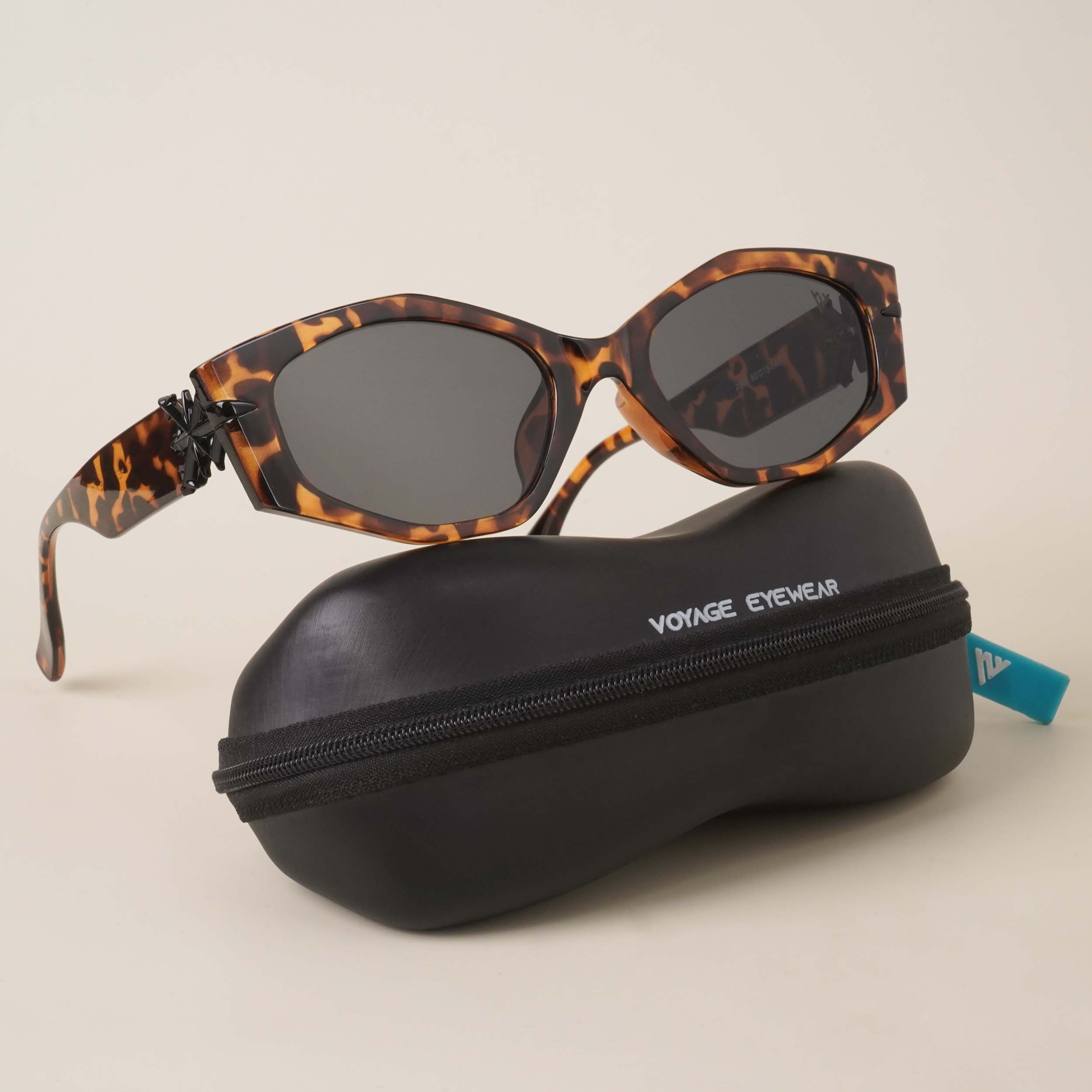 Voyage Black Oval Sunglasses for Women - MG3989