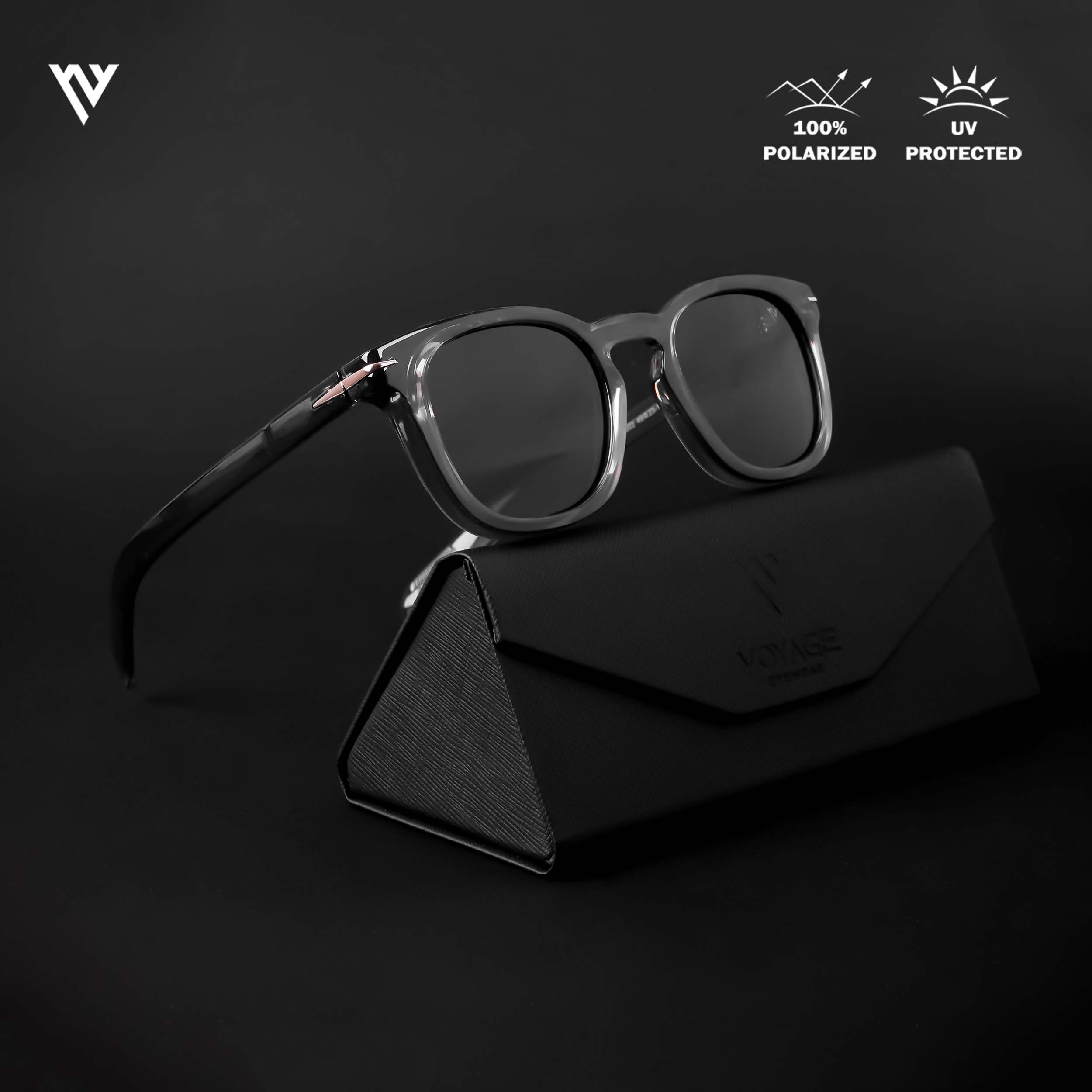 Voyage Exclusive Grey Polarized Wayfarer Sunglasses for Men & Women - PMG4191